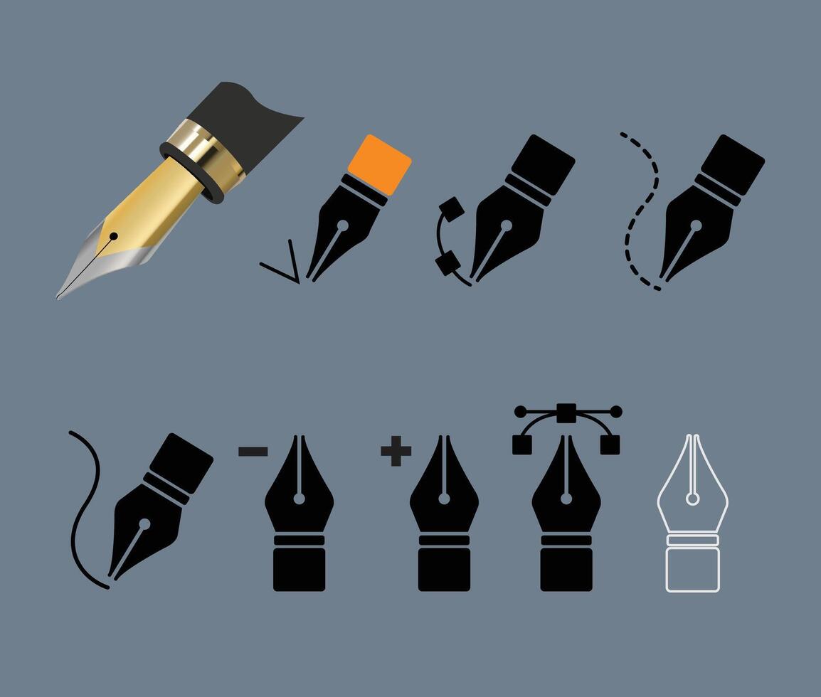 Set of pen tool symbols vector