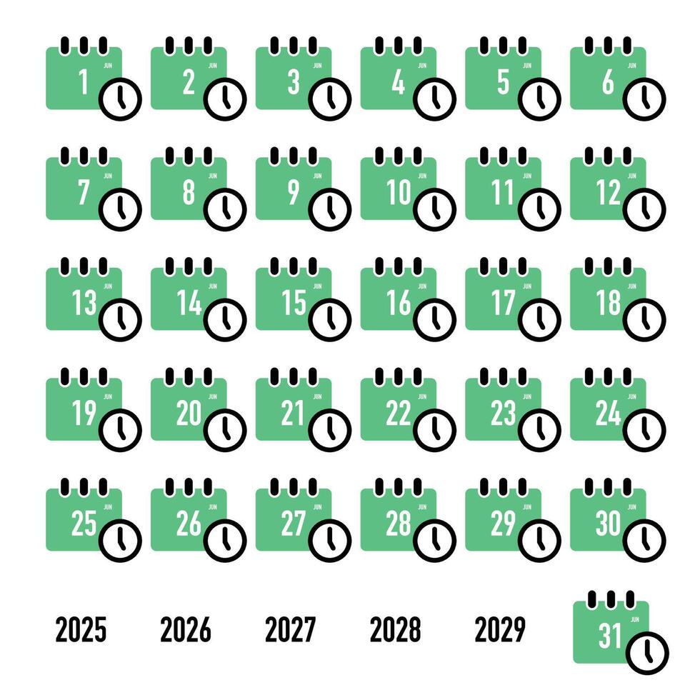 Modern monthly calendar design -Days flat icon vector
