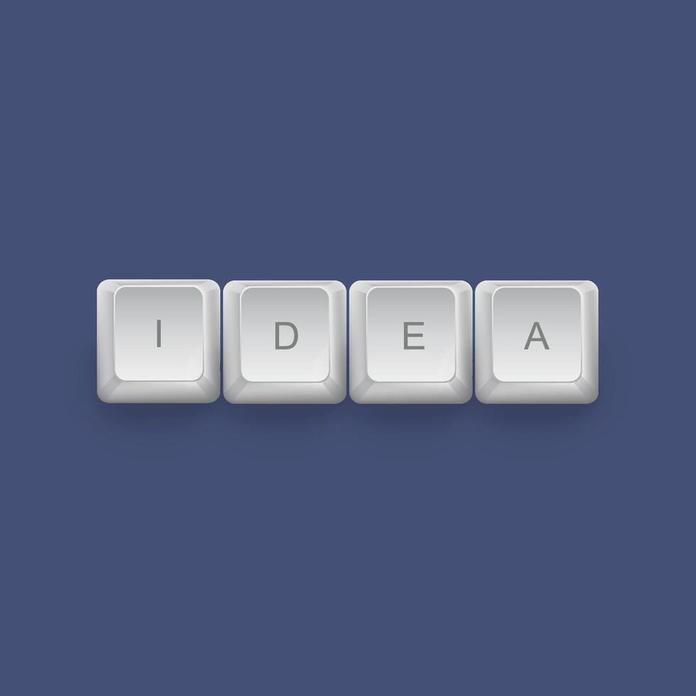 idea texto en un 3d teclado botón con sombra vector