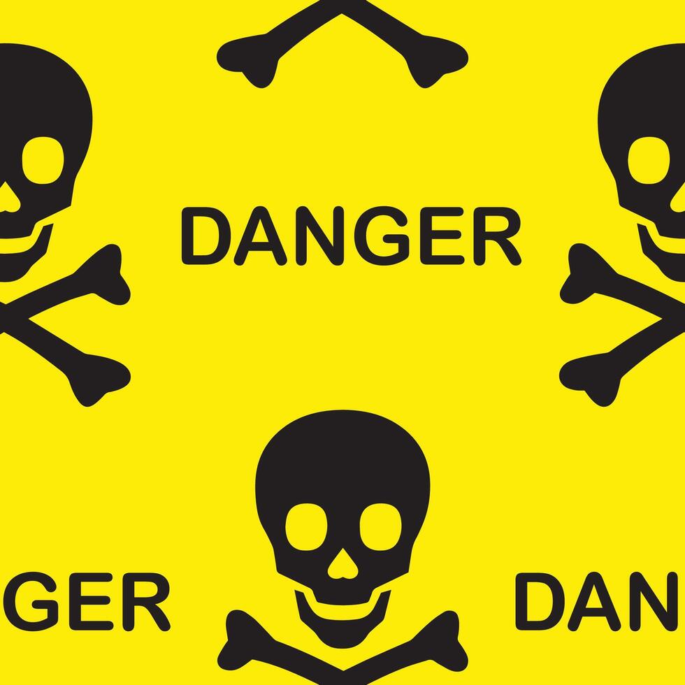 Repeatable danger zone -skull and bone pattern vector