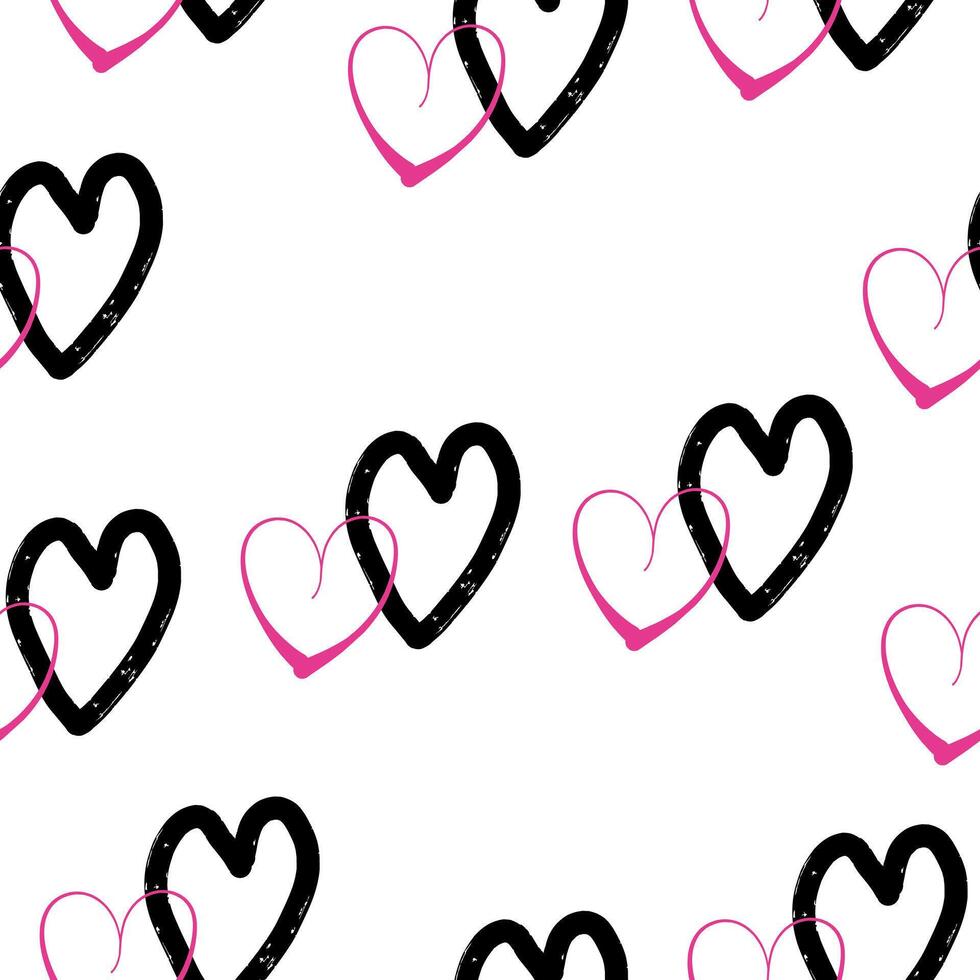 A black and pink heart pattern on a white background vector