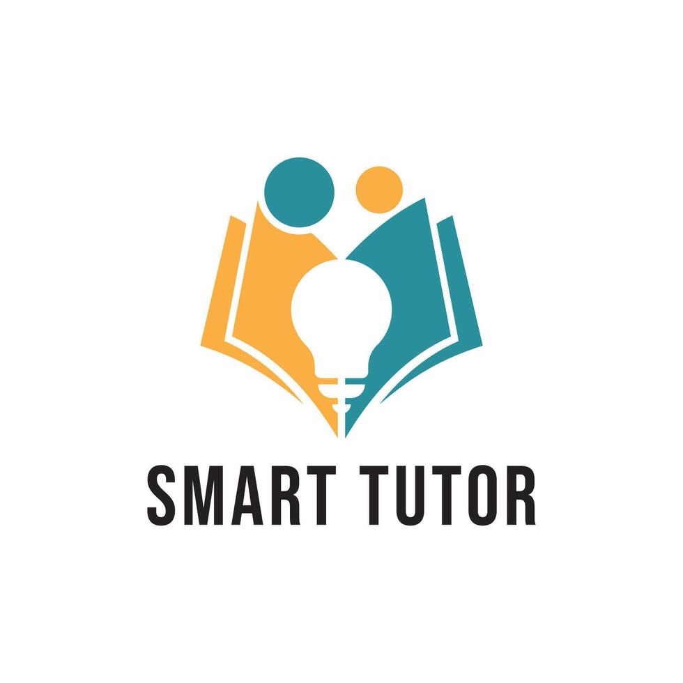 Smart Tutor Light Bulb Lamp Book Study Education School Negative Space Logo Template vector