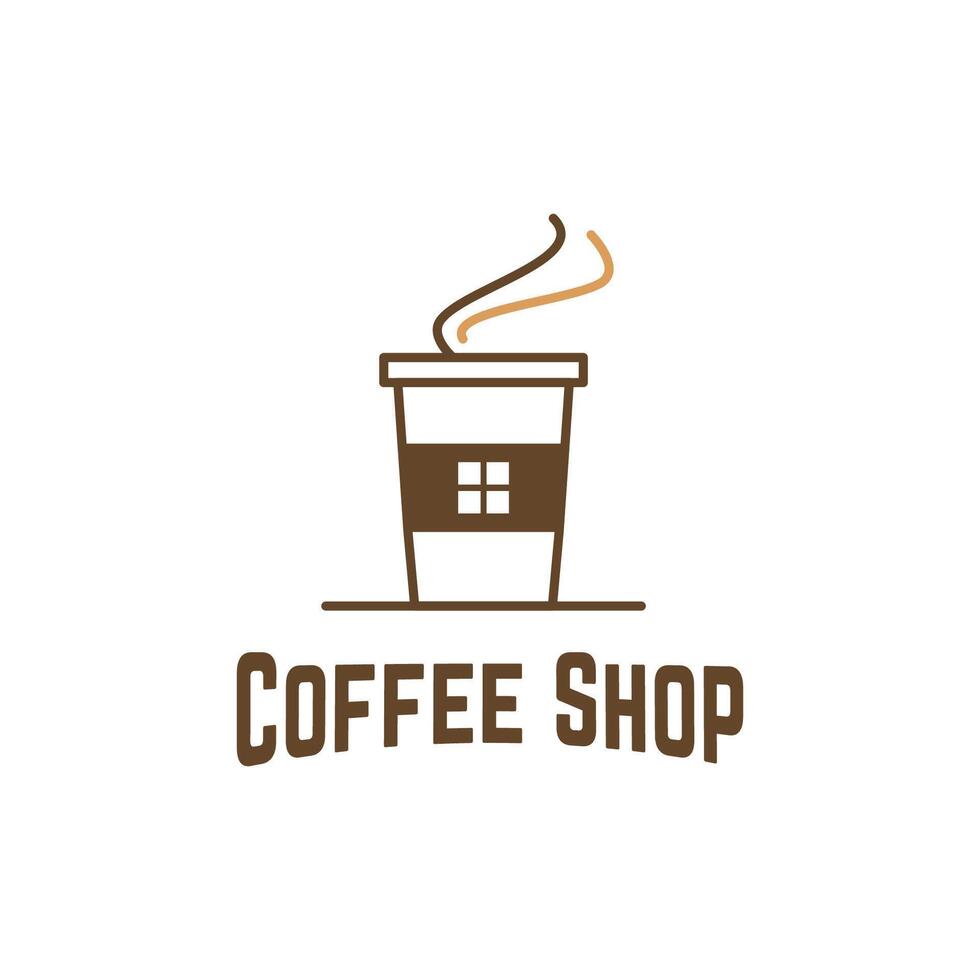 Brown Hot Coffee Drink Home House Shop Cafe Cup Logo Template vector