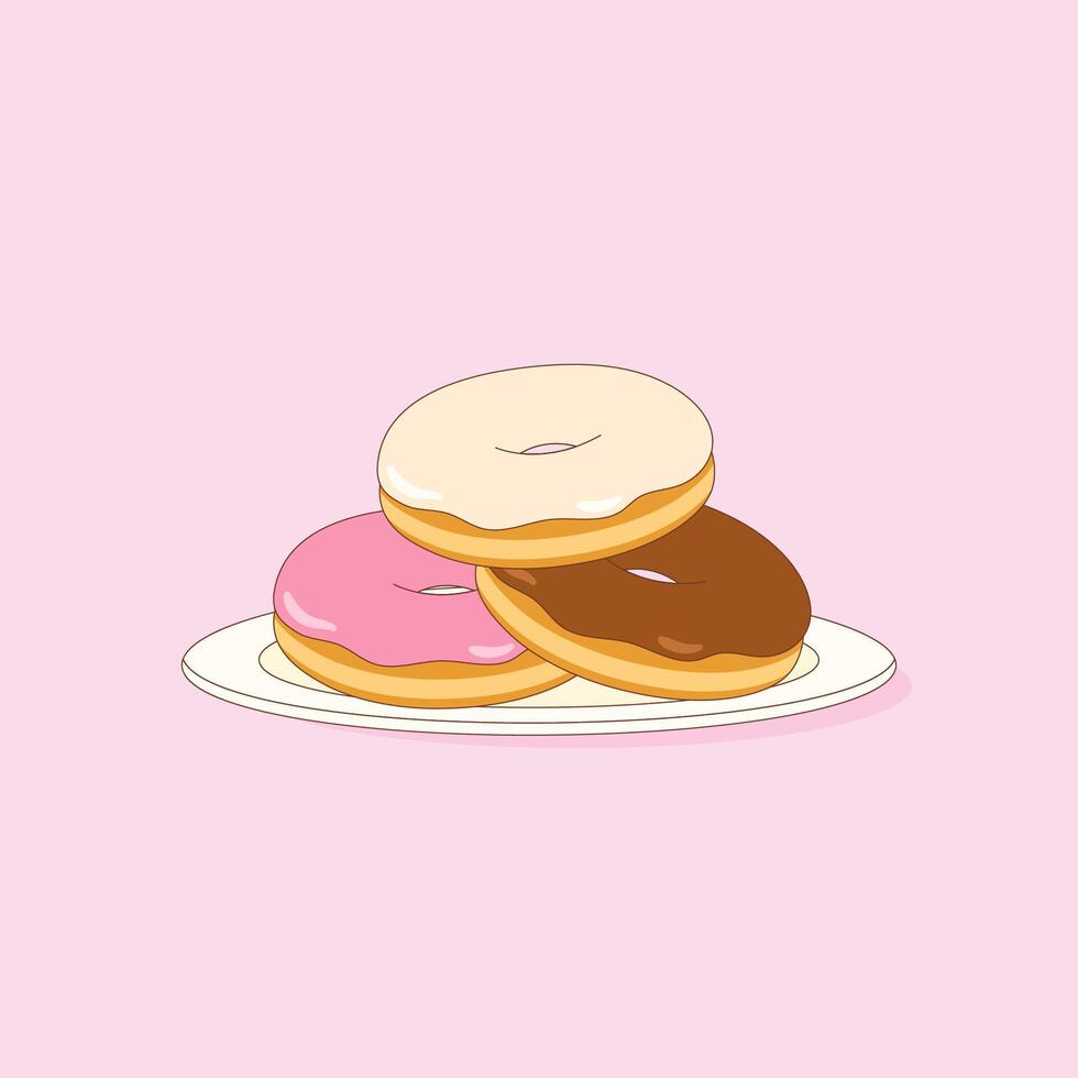 sweet donut dish vector