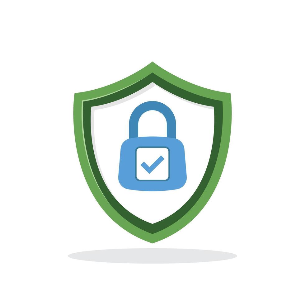A green shield with a lock icon vector