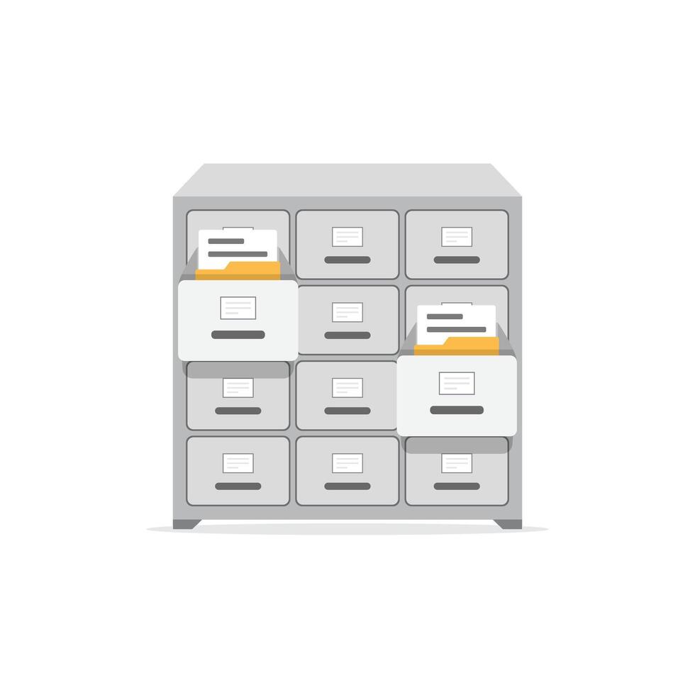 File cabinet with files and folders on top vector