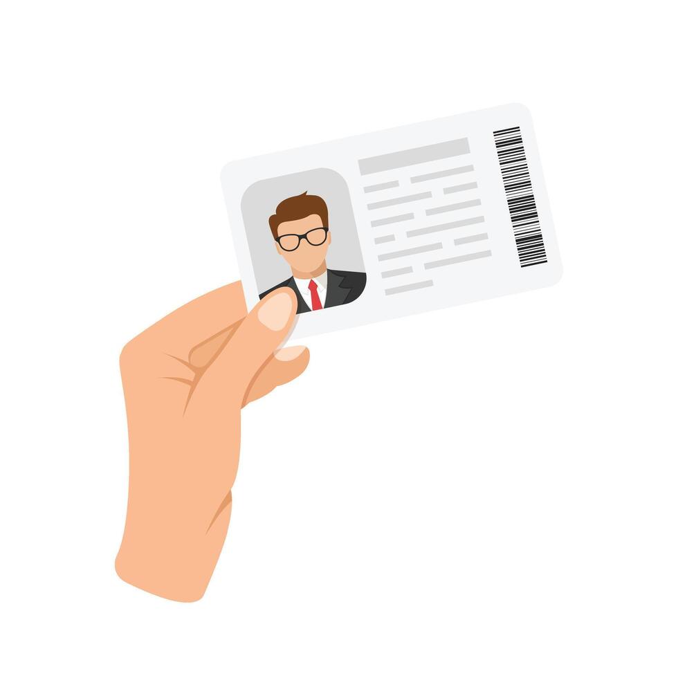 Hand holding id card with picture of businessman vector