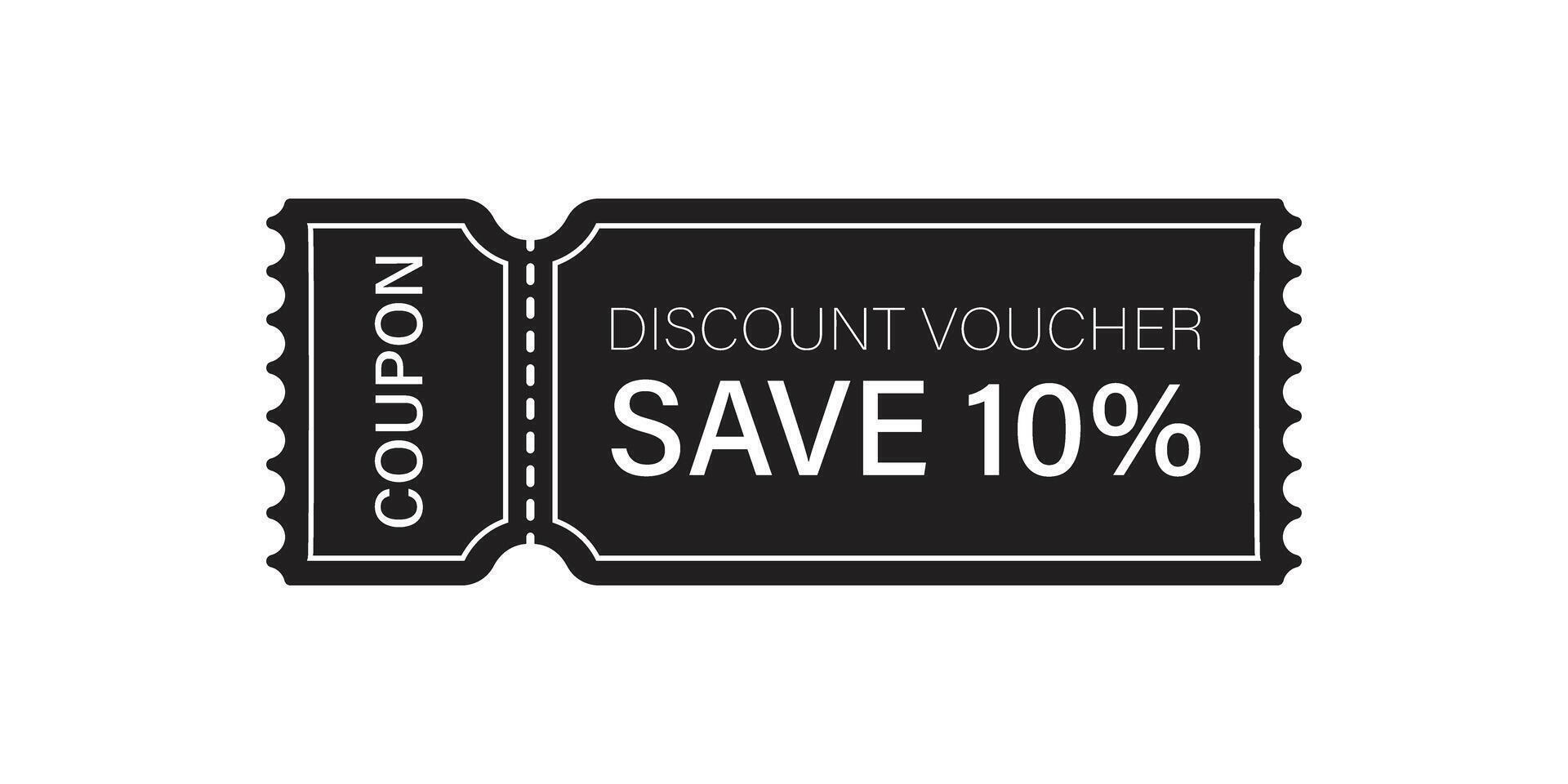 Discount voucher coupon icon, save 10 vector