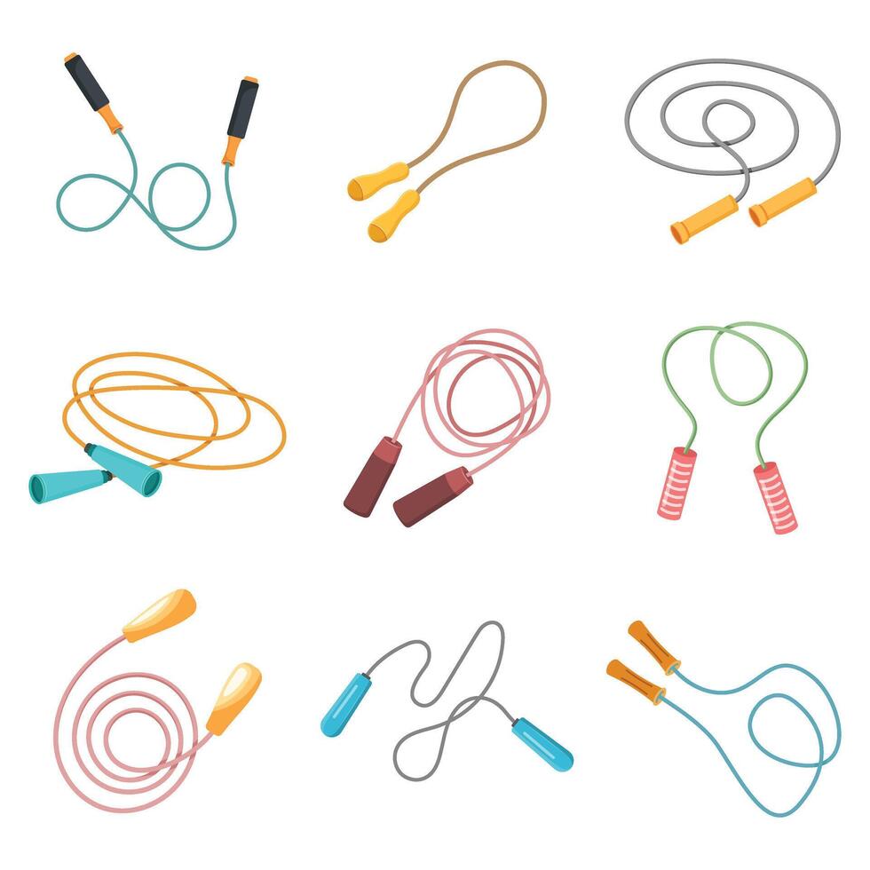A set of different colored jump ropes vector
