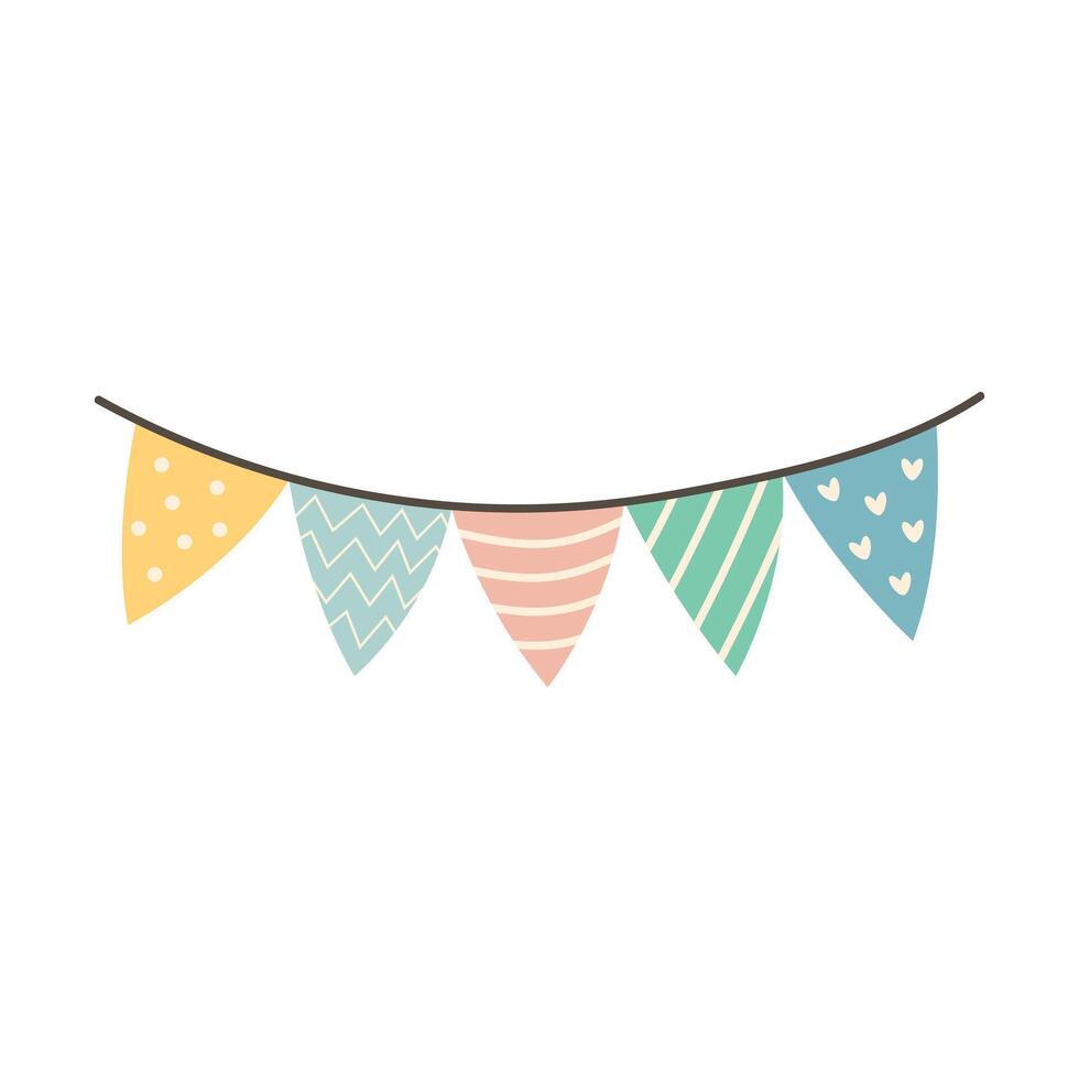 Cute flag garland isolated vector