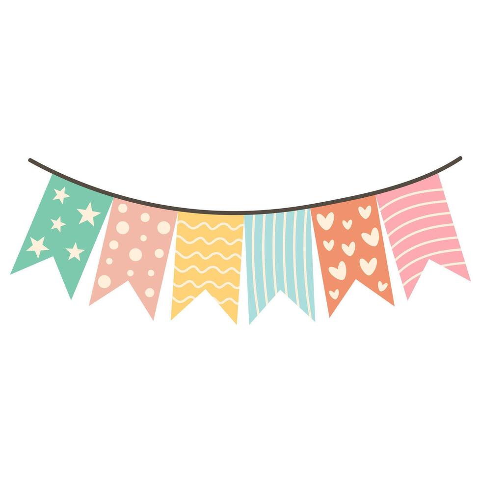 Cute flag garland isolated on white background vector