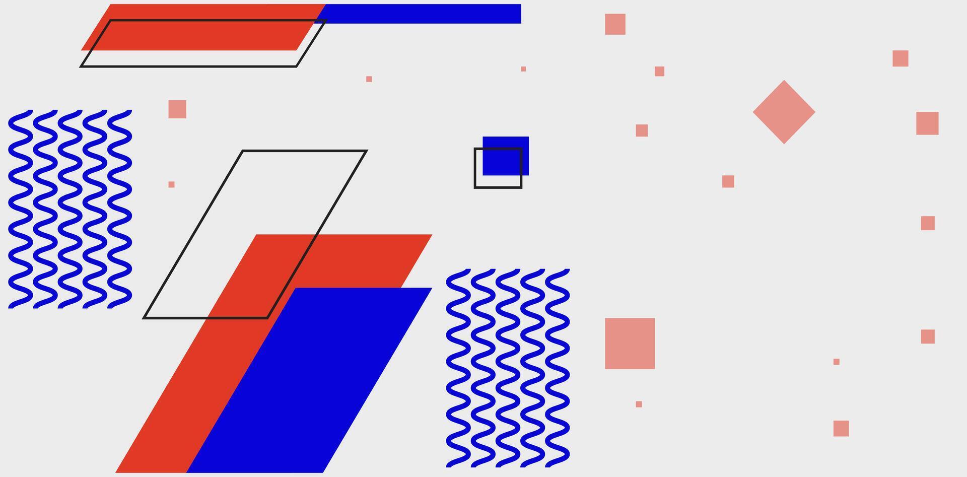 a graphic design with red, blue and white shapes vector