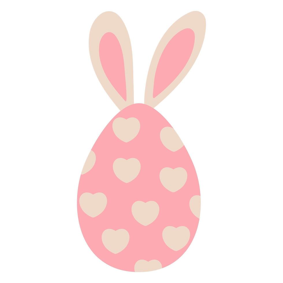 Cute Easter egg with rabbits ears isolated on white background. vector