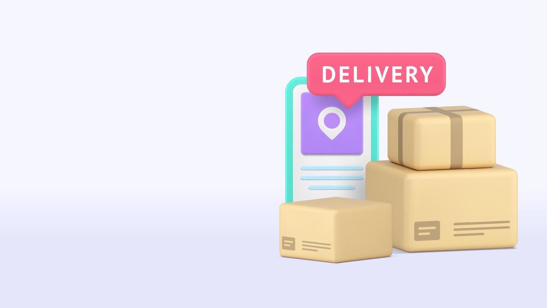 Delivery service postal parcel smartphone application banner copy space illustration vector