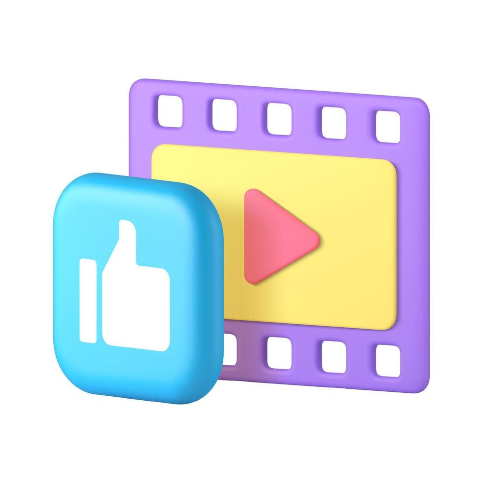 multimedia content vlog blog social media network like 3d icon realistic vector