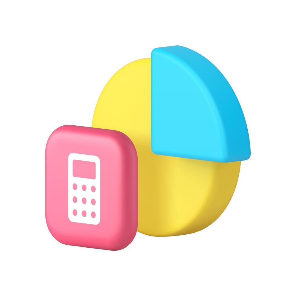 Financial analyzing calculating budget balance money management 3d icon realistic vector