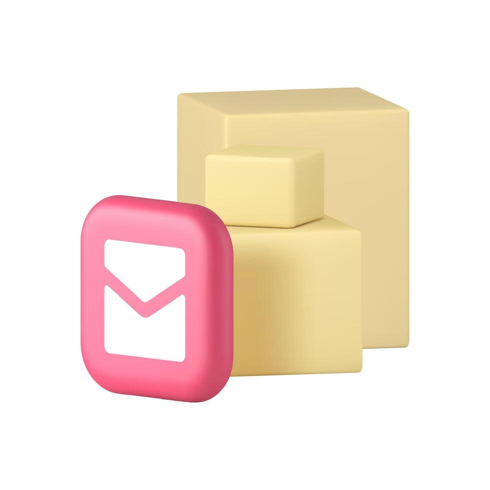 Mail cargo storage warehouse delivery courier service 3d icon realistic illustration vector
