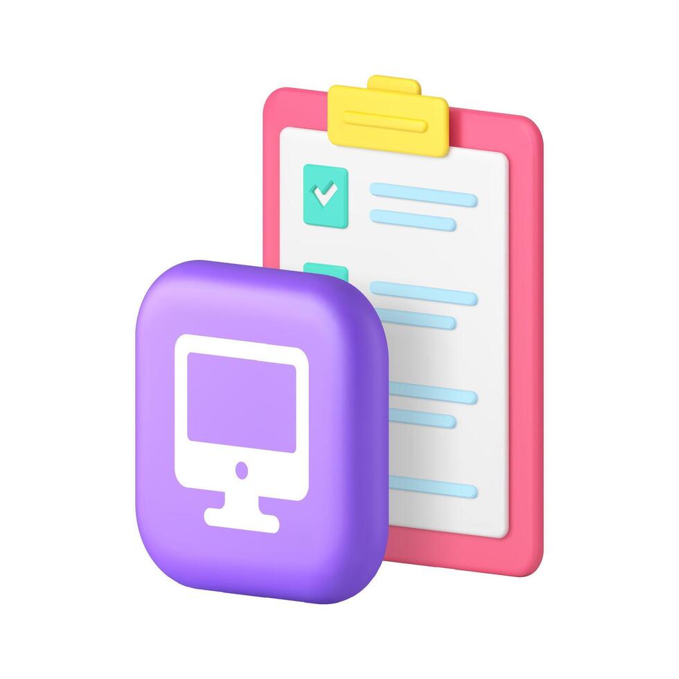 To do list planning efficiency and productivity computer application 3d icon realistic vector