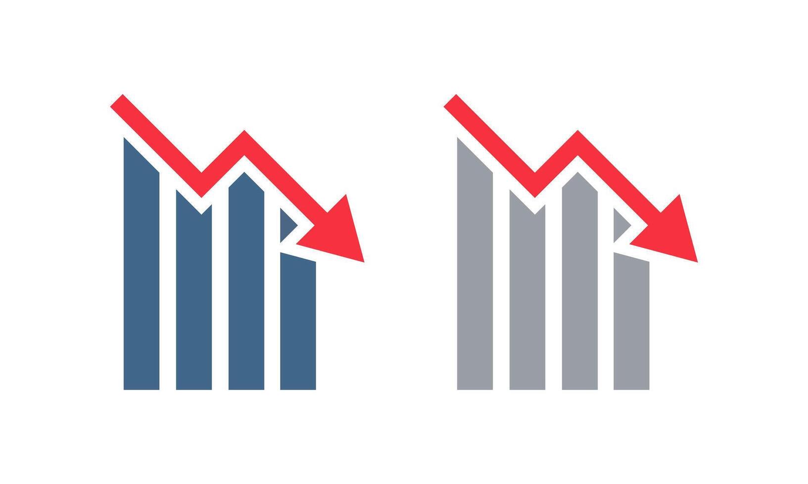 Downward chart graph with arrow showing downward trend. Bear market, bearish trend. Stock exchange, market, trading vector