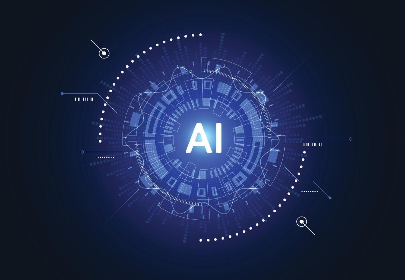 Artificial intelligence chipset on dot circle circuit board in futuristic concept technology artwork for web, banner, card, cover. illustration vector