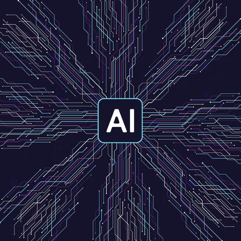 Artificial intelligence circuit line style vector