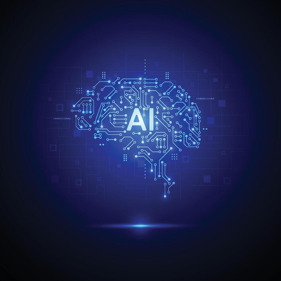 Abstract artificial intelligence with brain circuit line design. Machine learning. Smart network digital technology. illustration vector