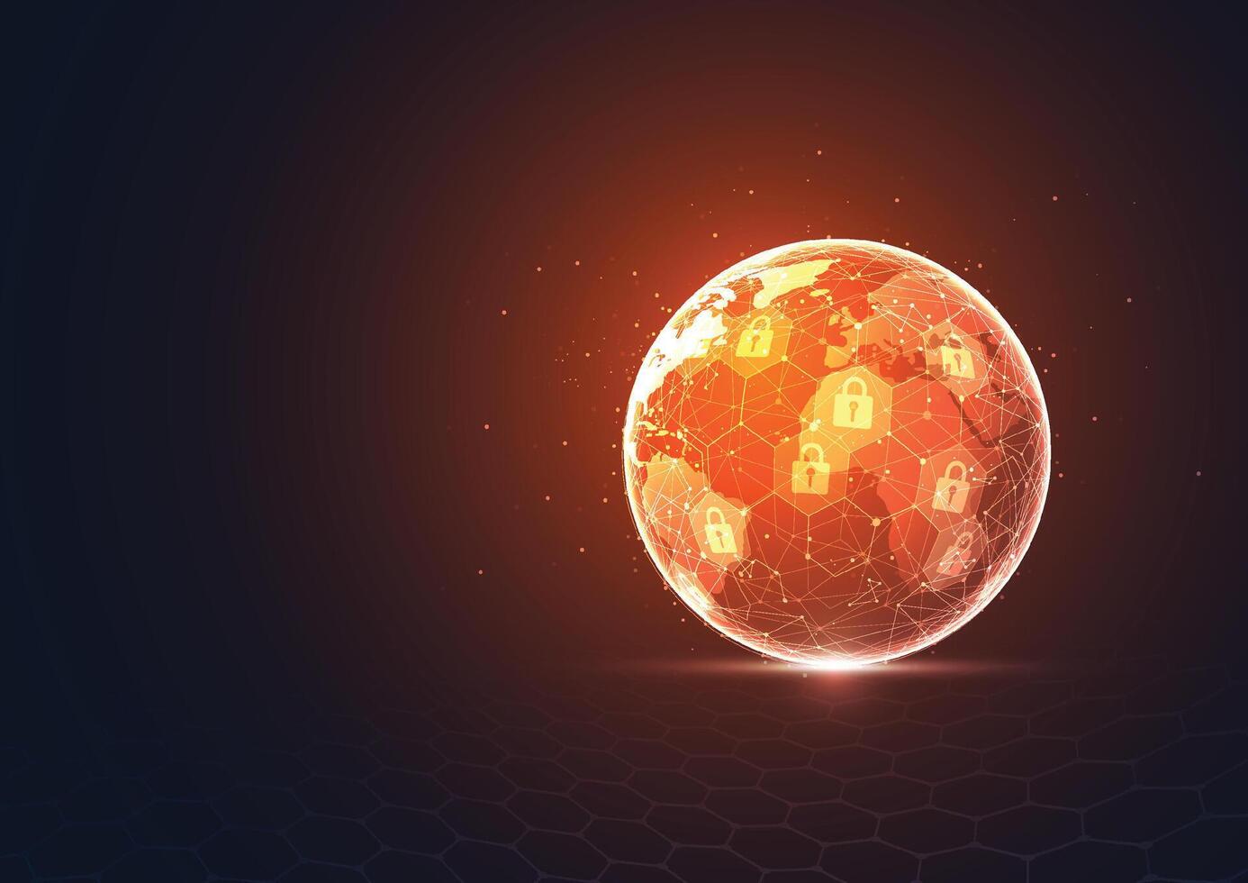 Global network with Premium security connection. Digital concept of global business protect system. Illustration vector
