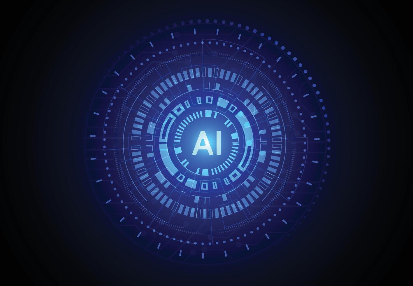 Artificial intelligence circle chipset on circuit board in futuristic concept technology artwork design for web, banner, card, cover. illustration vector