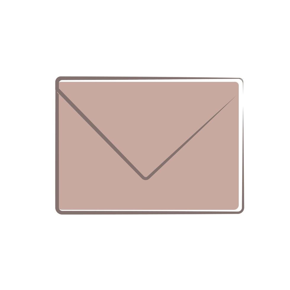 Minimalist brown envelope with flap in simple white background design vector