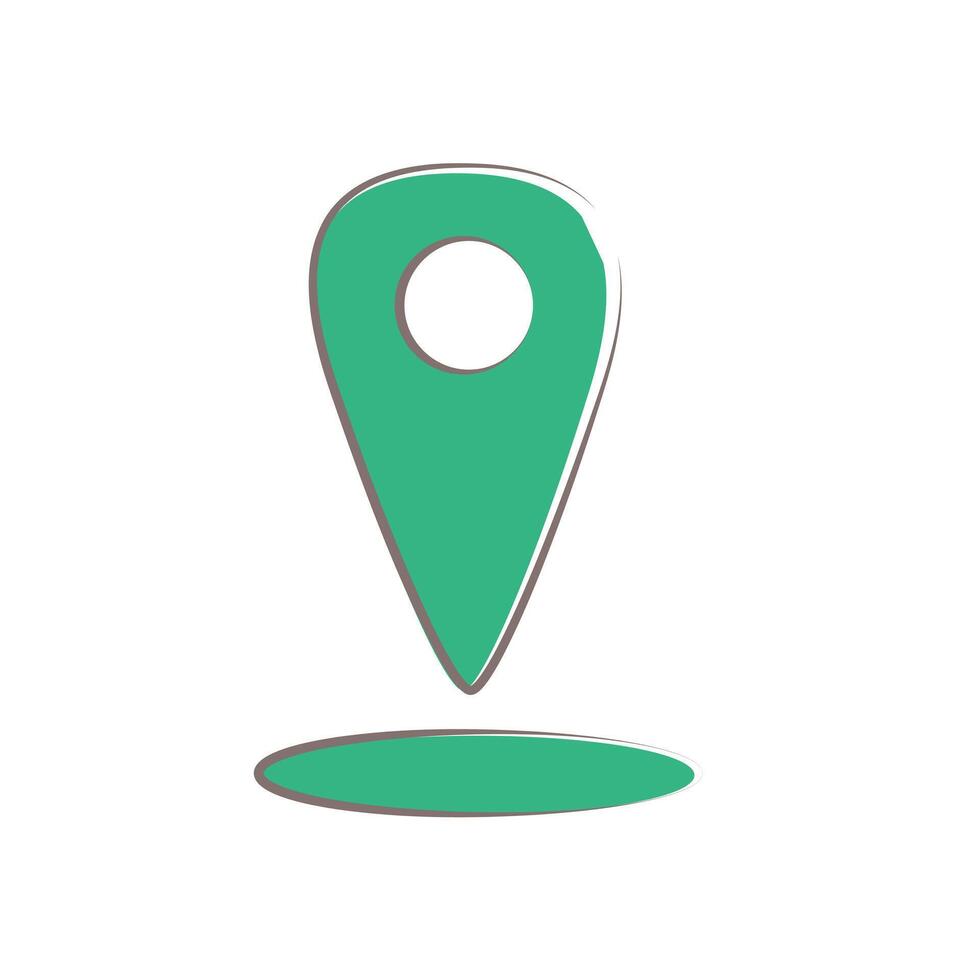 Green map pin icon on white background for location services and navigation vector