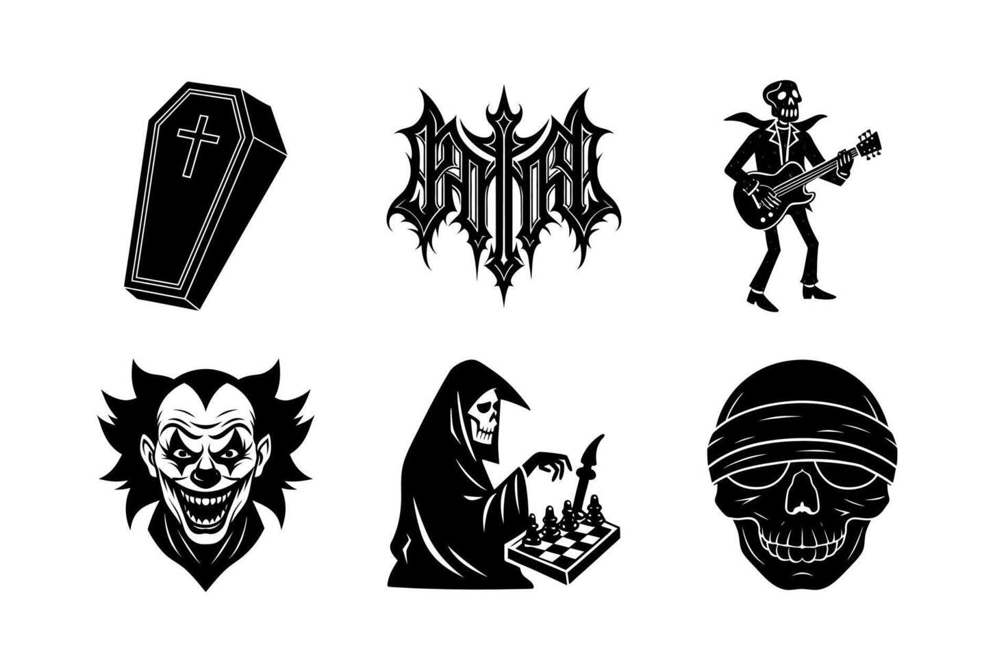 Dark and Mysterious Tattoo Design Set vector