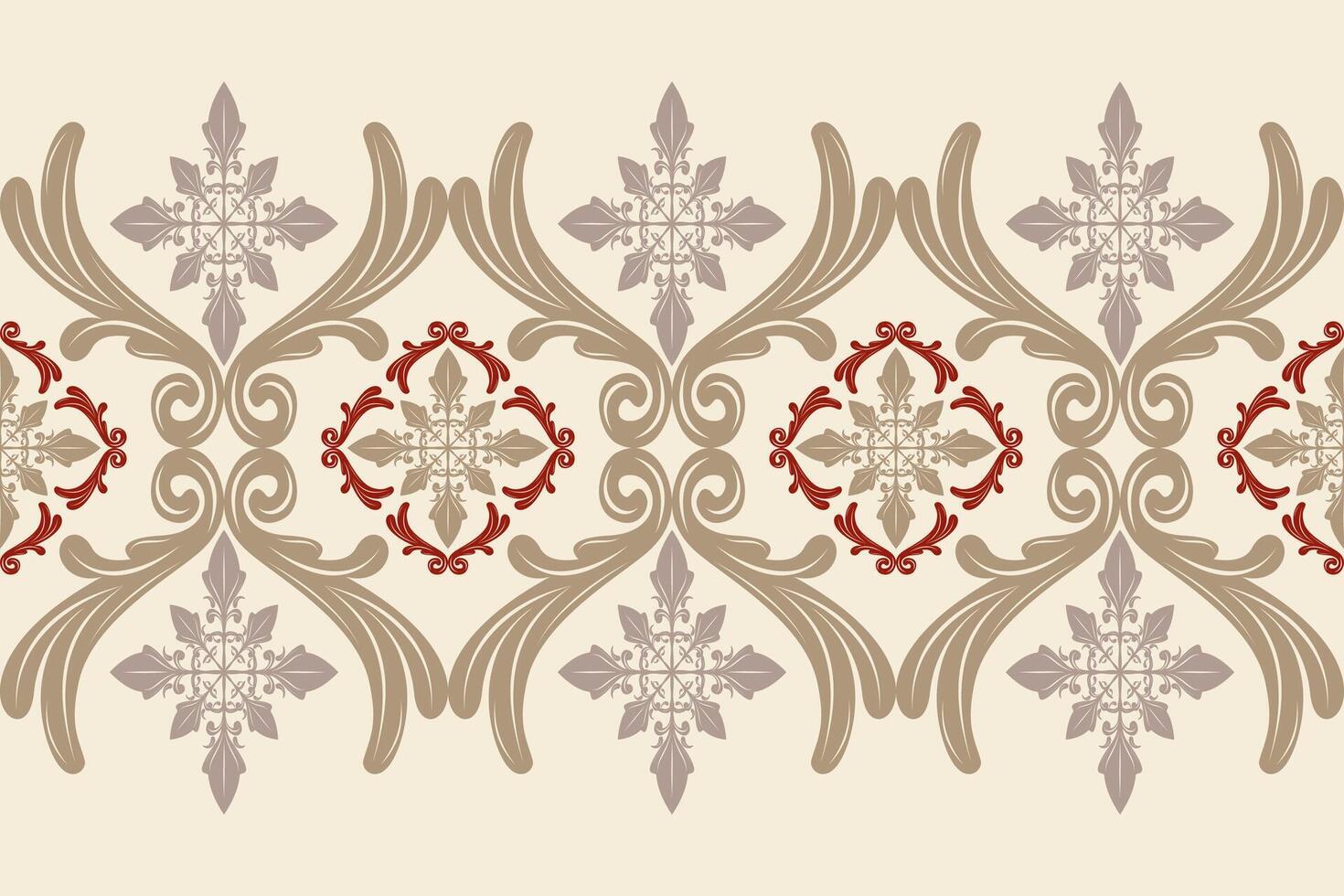 Delicate Golden Silk with Exquisitely Elaborate Luxury Gold and Red Scroll Ornament Classic Design Victorian Medieval Era Seamless Pattern Border for Clothes Apparel Fabrics Wallpaper Stripe Rim Lace vector