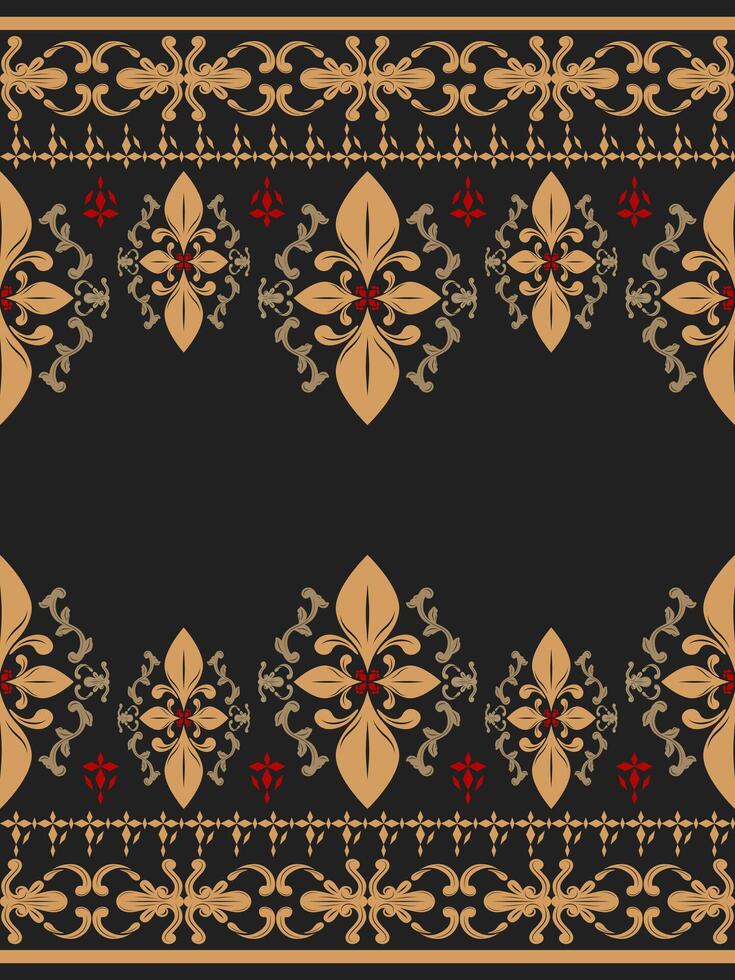 Exquisitely Elegance Frame Decoration. Classy Detailed of Gold Embroidery Scroll Ornament for Handicraft Silk Weaves Gothic Baroque Fleur de lis Damask for Romance Dark Mysterious Decoration Wallpaper vector