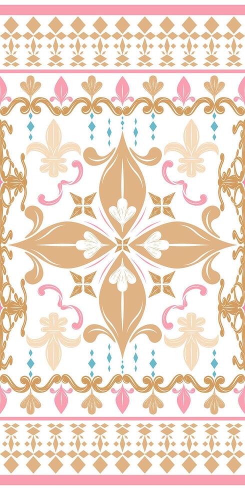 Fancy Brilliant Starry Golden Florals with Srcoll Ornament Stripe Decoration Elegance Silk Weaves Embroidery Lily Fleur de lis Geometric Border Design Luxury Victorian Lace Jacquard Handicraft Pattern vector