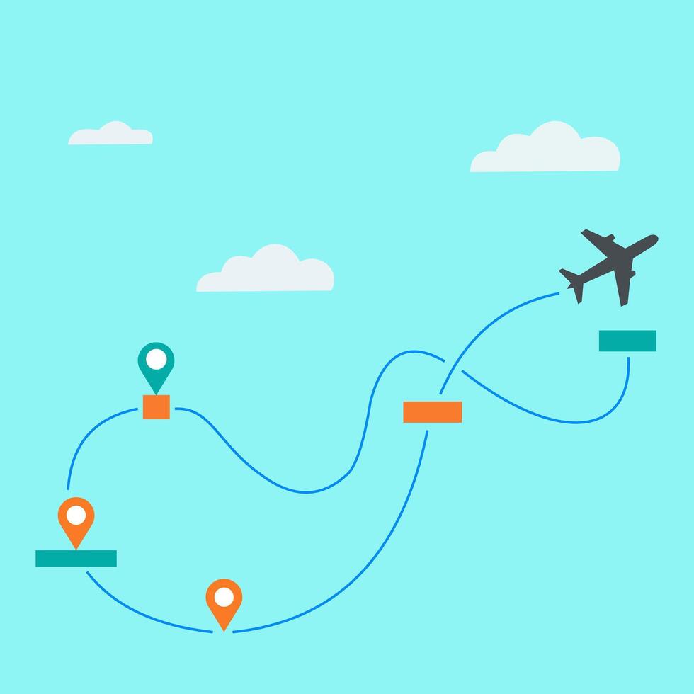 Airplane line path route travel concept vector