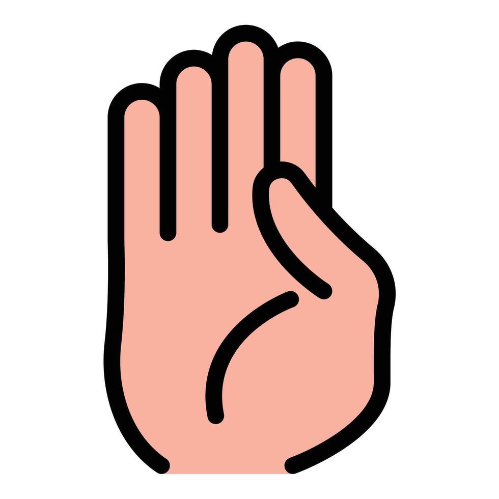 Mudra icon flat line style illustration representing symbolic hand gestures used in meditation, yoga, and spiritual practices, suitable for wellness, mindfulness, and cultural symbolism. vector