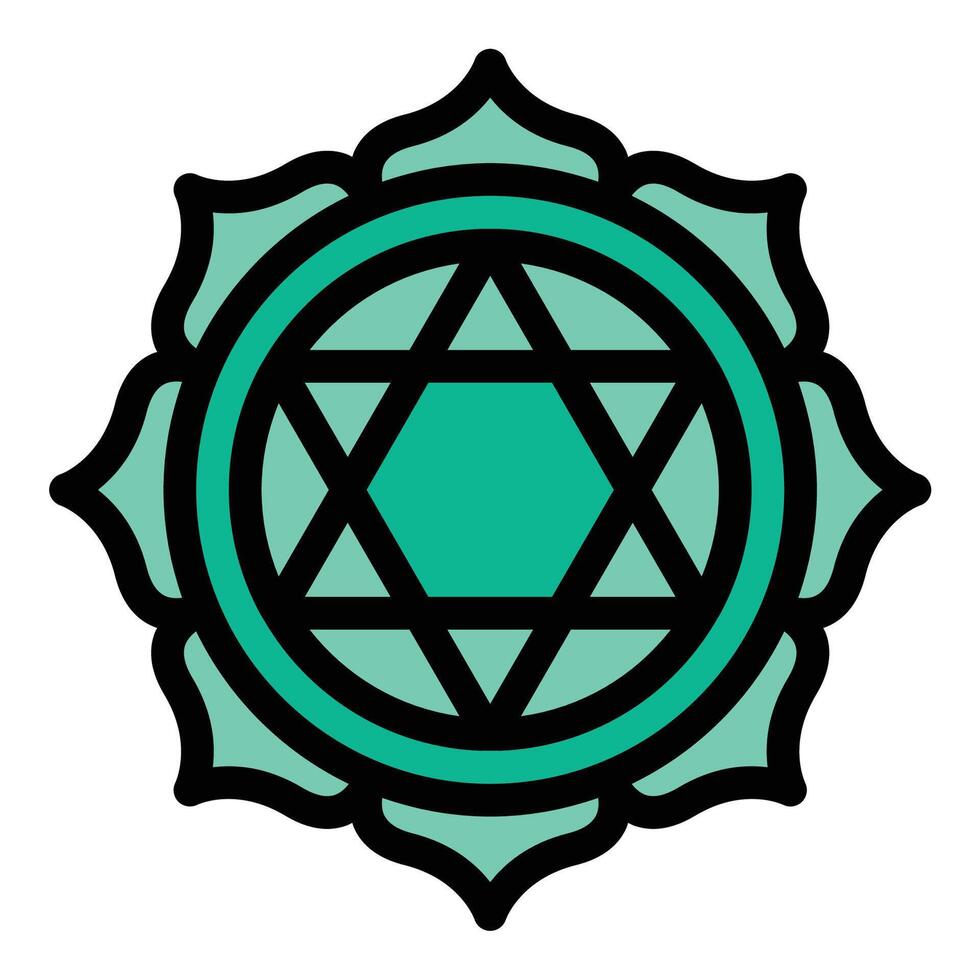 Anahata icon flat line style illustration representing the heart chakra, symbolizing love, compassion, and balance, suitable for spirituality, meditation, and healing themes. vector