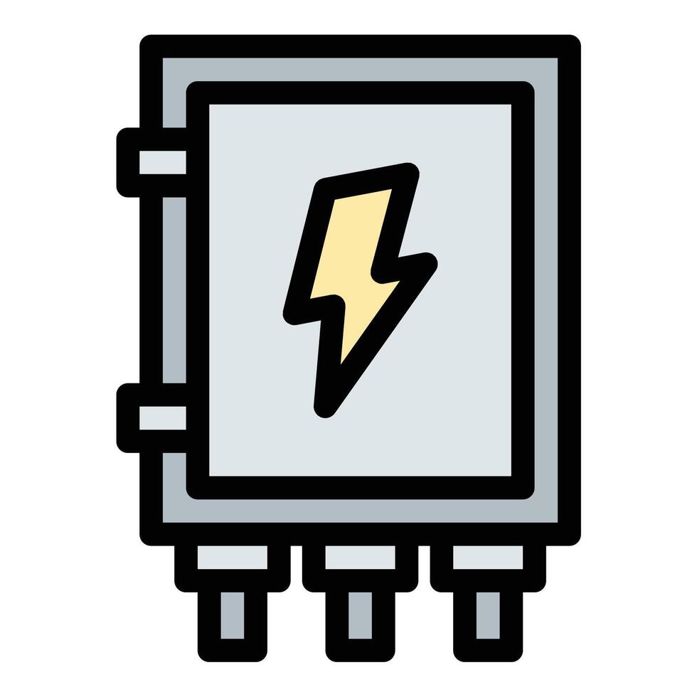 Fuse Box icon flat line style illustration representing an electrical panel that houses fuses to protect circuits, suitable for electrical safety, home wiring, and engineering applications. vector