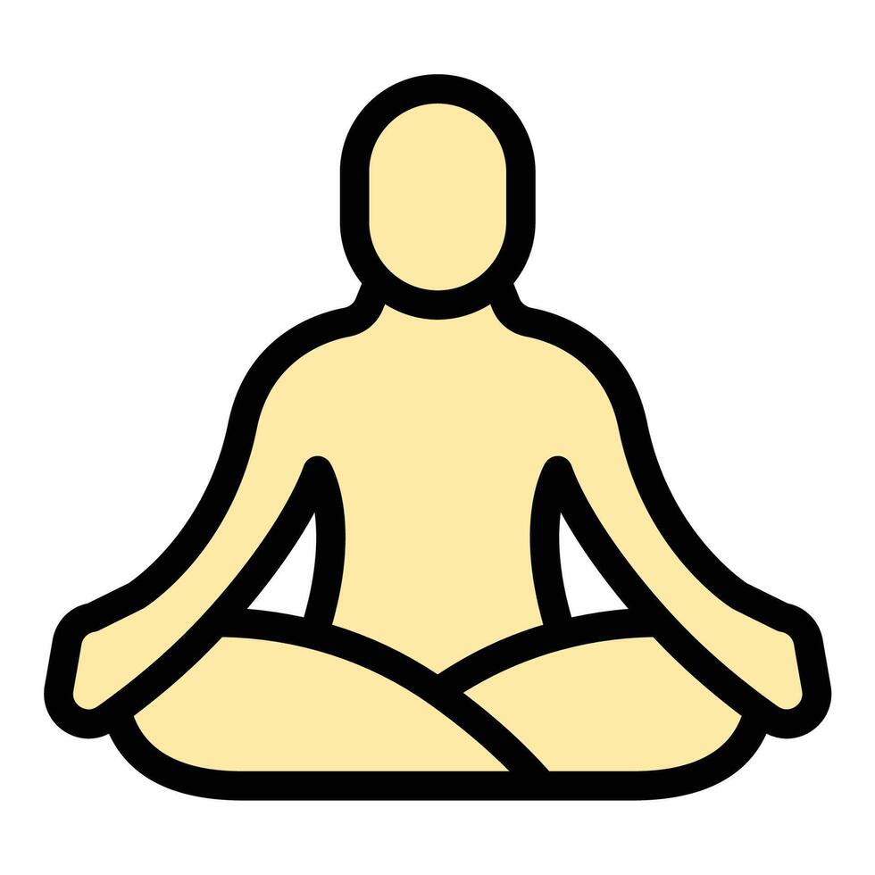 Yoga icon flat line style illustration representing mindfulness, meditation, and physical well-being, suitable for fitness, wellness, and spiritual concepts. vector