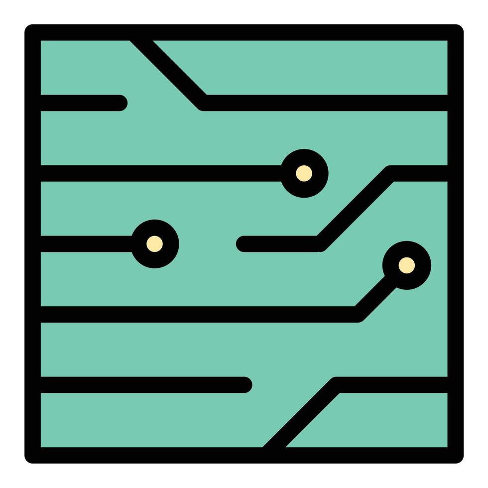 Circuit icon flat line style illustration representing electrical connections and electronic pathways, suitable for technology, engineering, and hardware design applications. vector