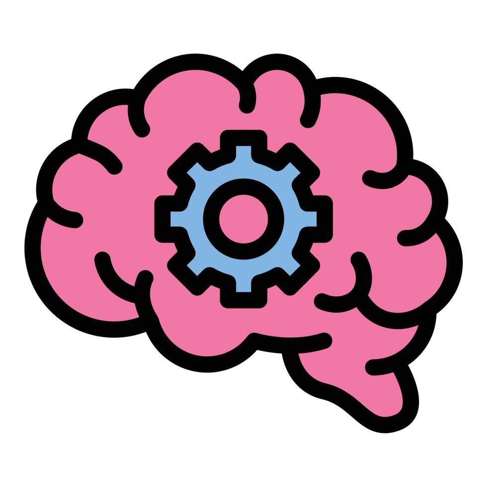 Artificial brain icon flat line style illustration representing advanced AI, machine learning, and cognitive computing, suitable for technology, innovation, and neuroscience concepts. vector