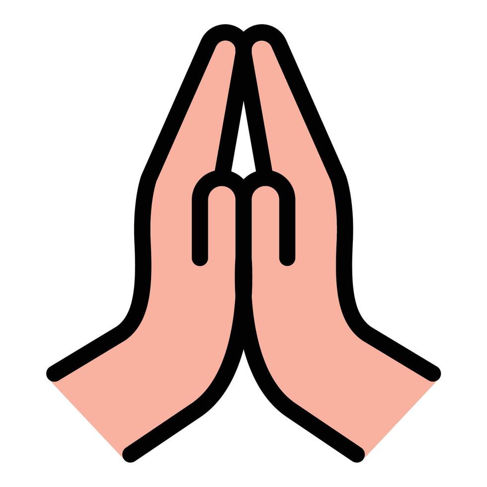 Namaste icon flat line style illustration representing a respectful greeting or gesture of gratitude, commonly used in yoga, meditation, and spiritual practices, suitable for wellness, mindfulness vector