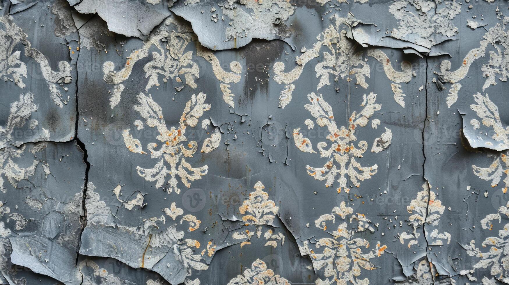 An old, peeling paint on a wall with a pattern photo