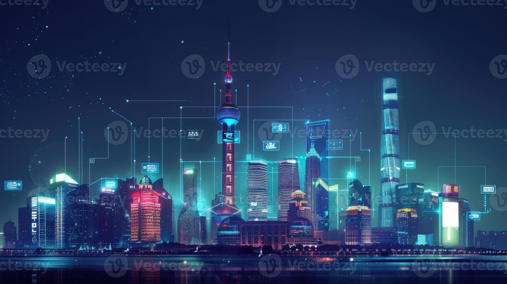 The city of shanghai is shown in a futuristic setting photo