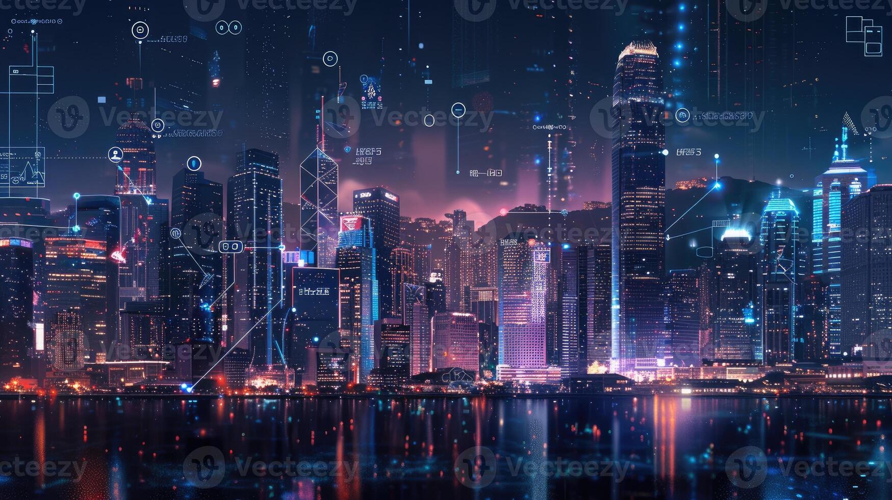An image of a city with futuristic technology photo