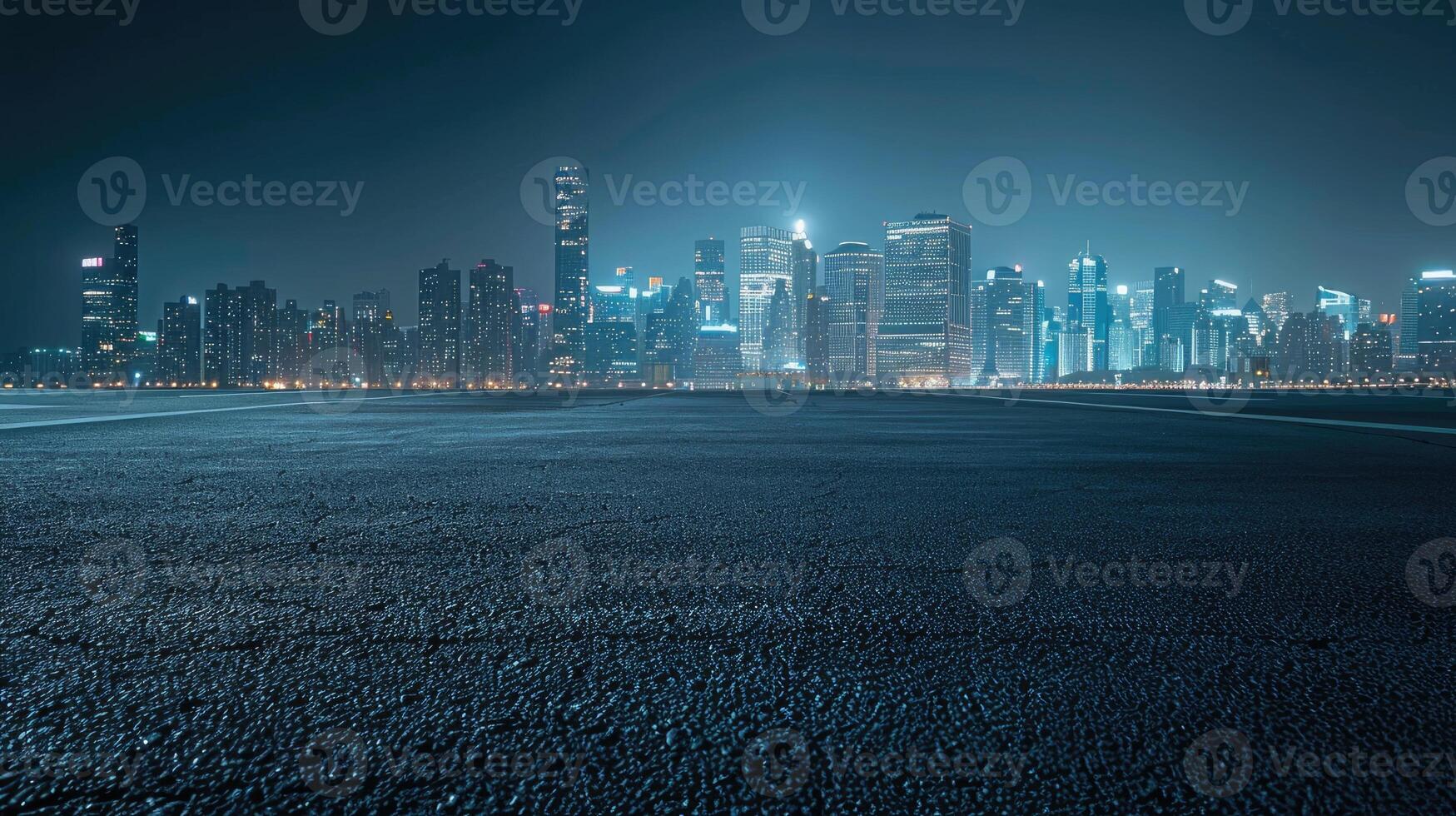 A cityscape with a lot of buildings and lights photo