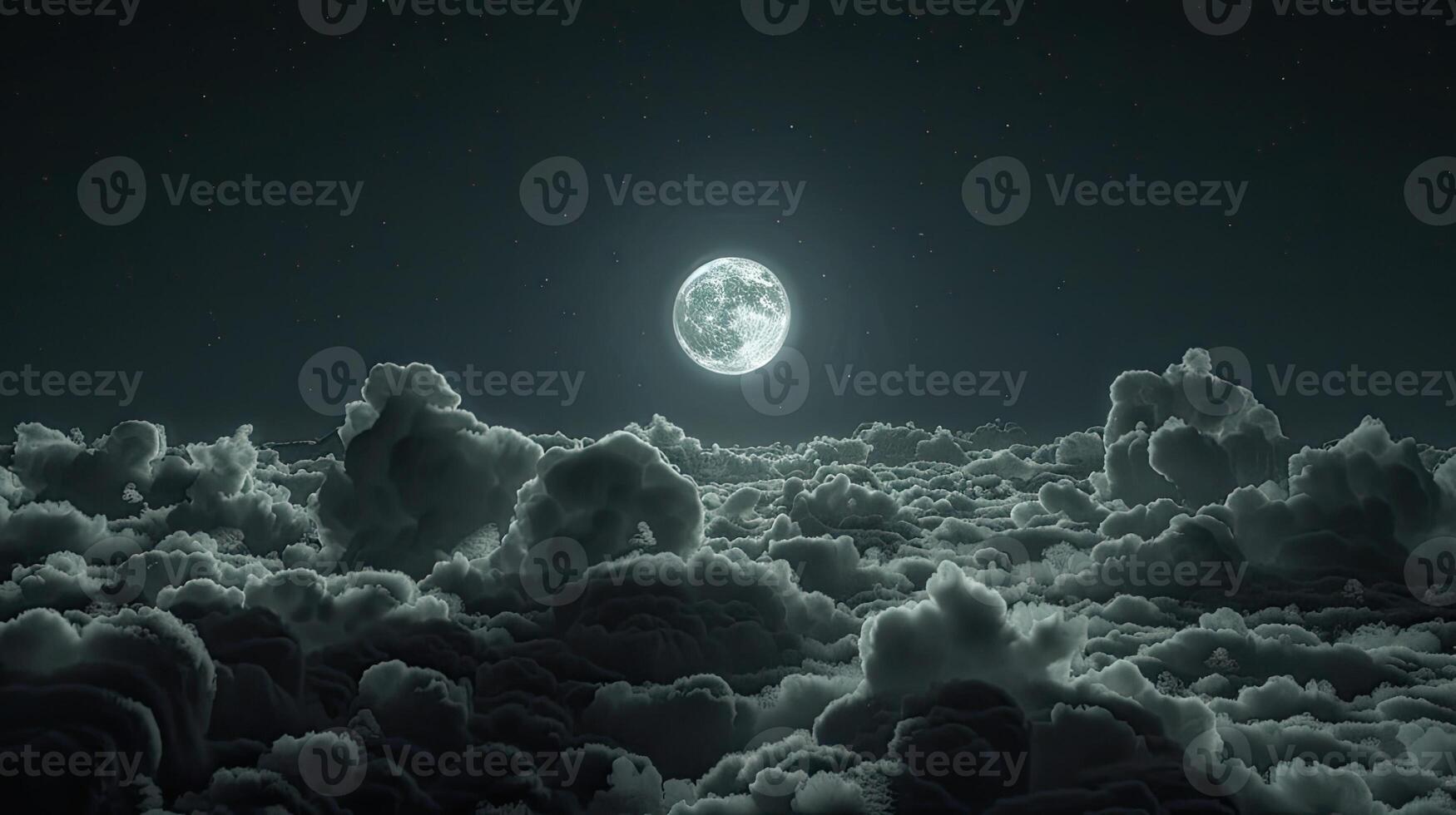 A full moon is seen over the clouds photo