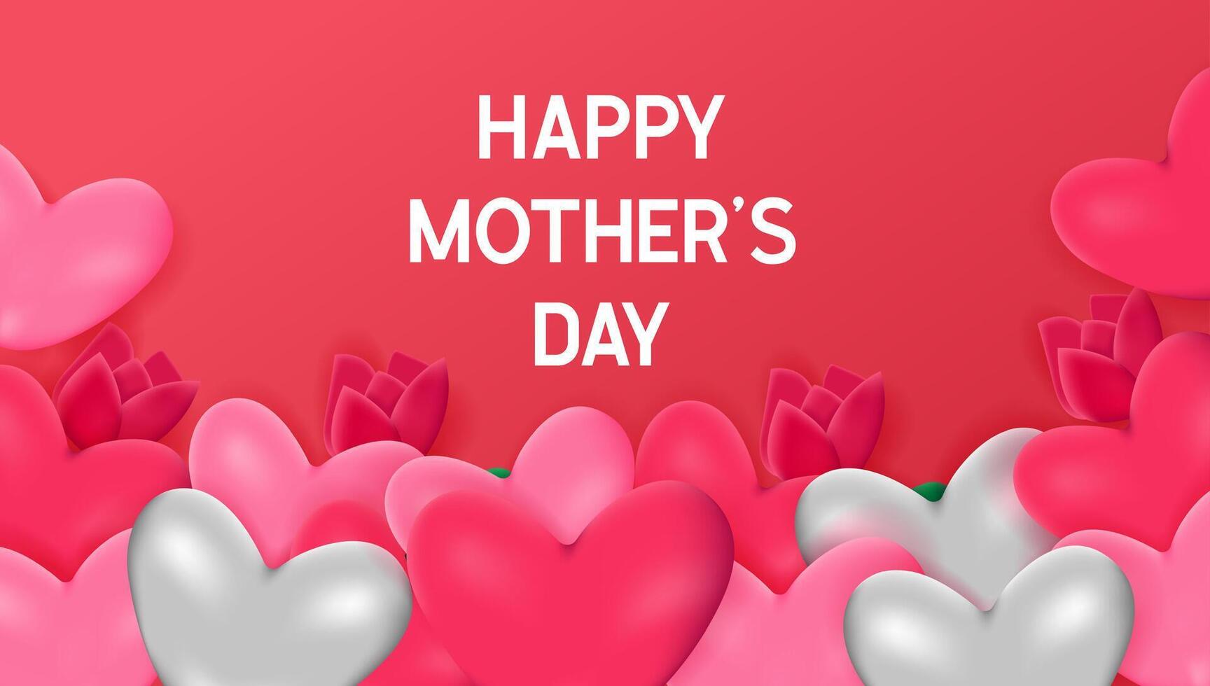 Mothers day greeting card with heart and flowers vector