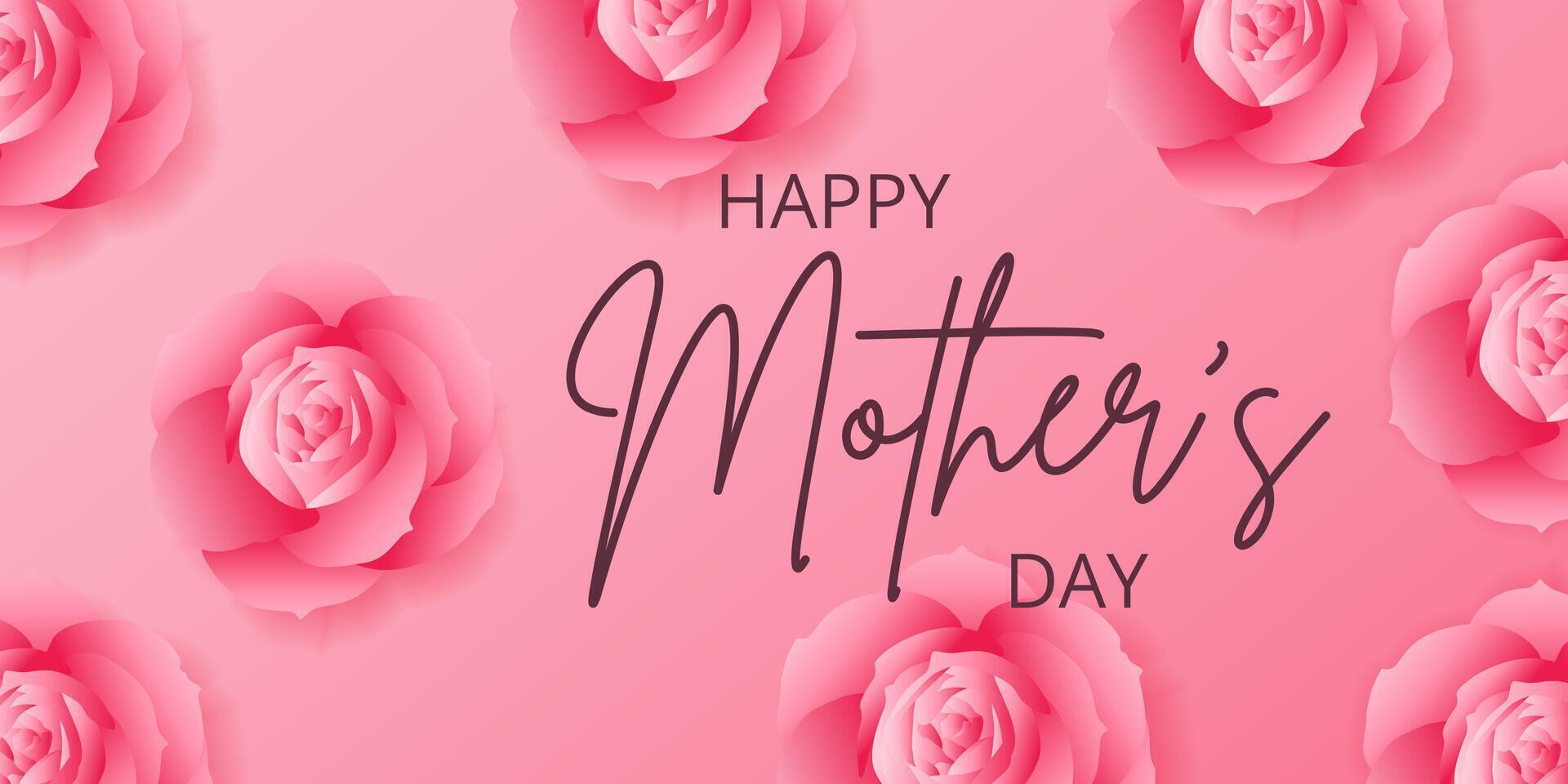 Mothers day greeting card with roses flowers vector