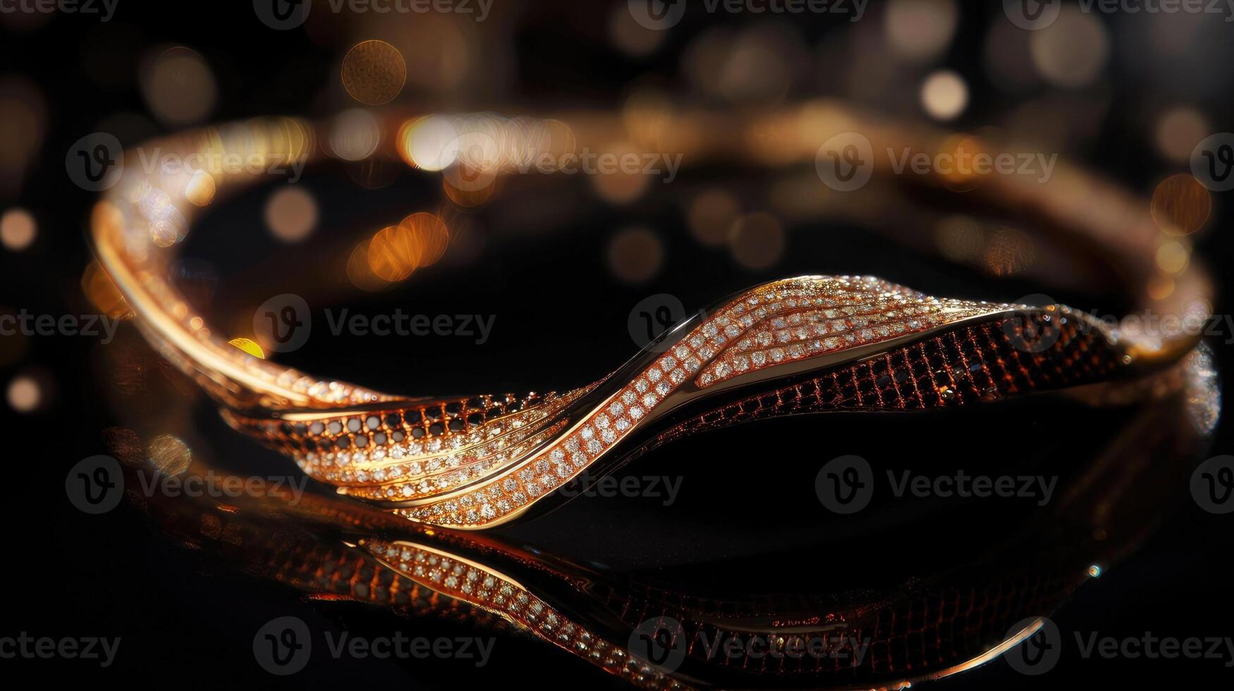 A gold bracelet with diamonds on it photo